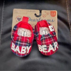 Dearfoams Red Plaid Baby Slippers